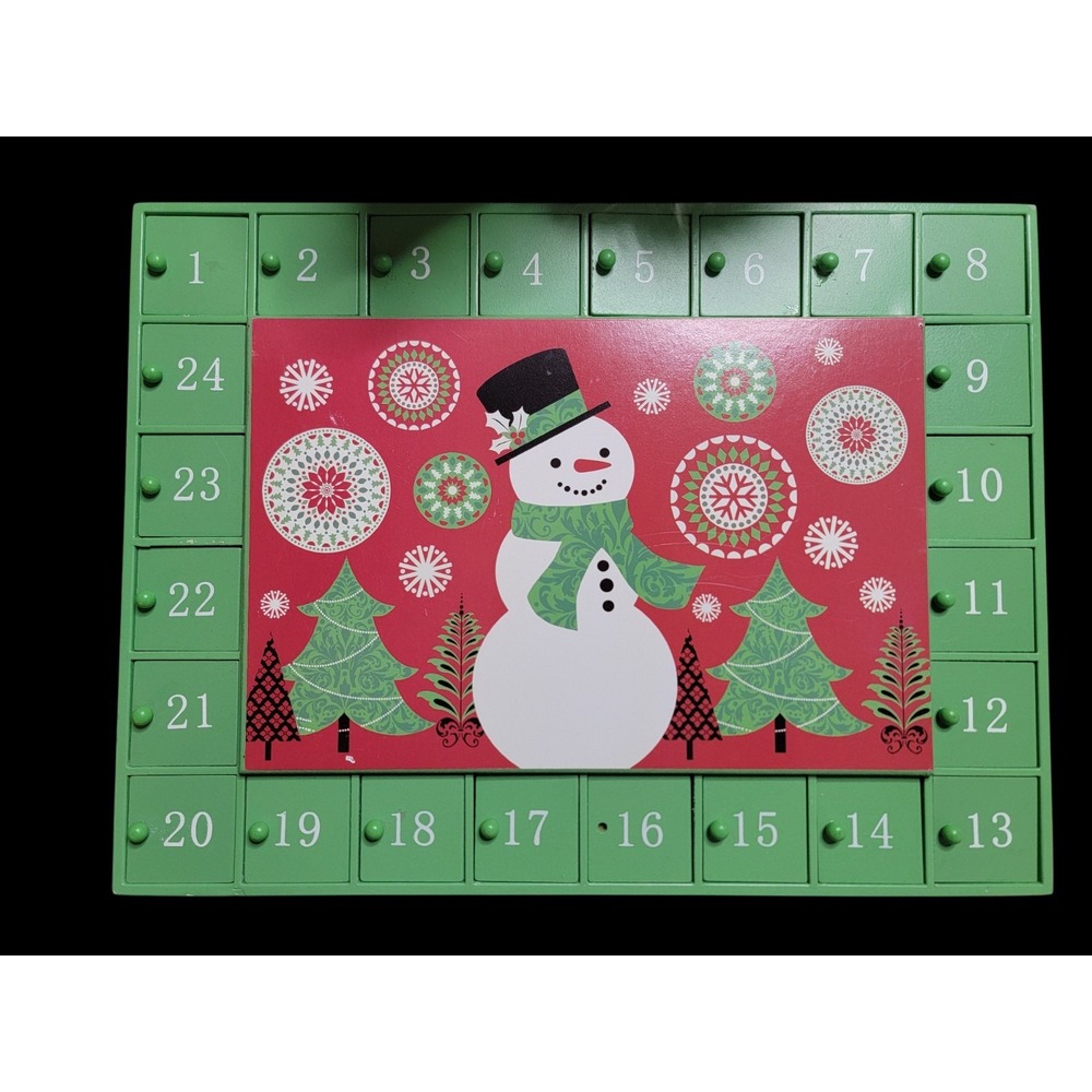 Wooden Advent Calendar Snowman Drawers